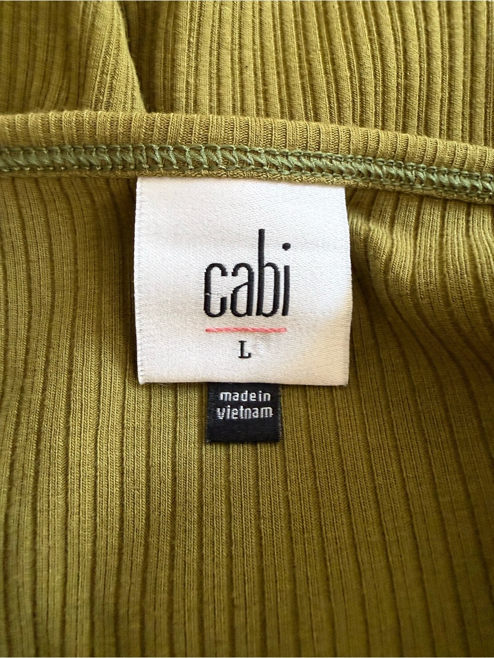 Cabi Olive Green Intersect Ribbed Cross-Strap Halter Tank Top Size Large - Picture 9 of 12